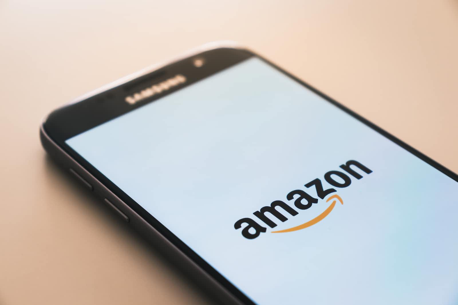 A mobile phone with the Amazon shopping app open