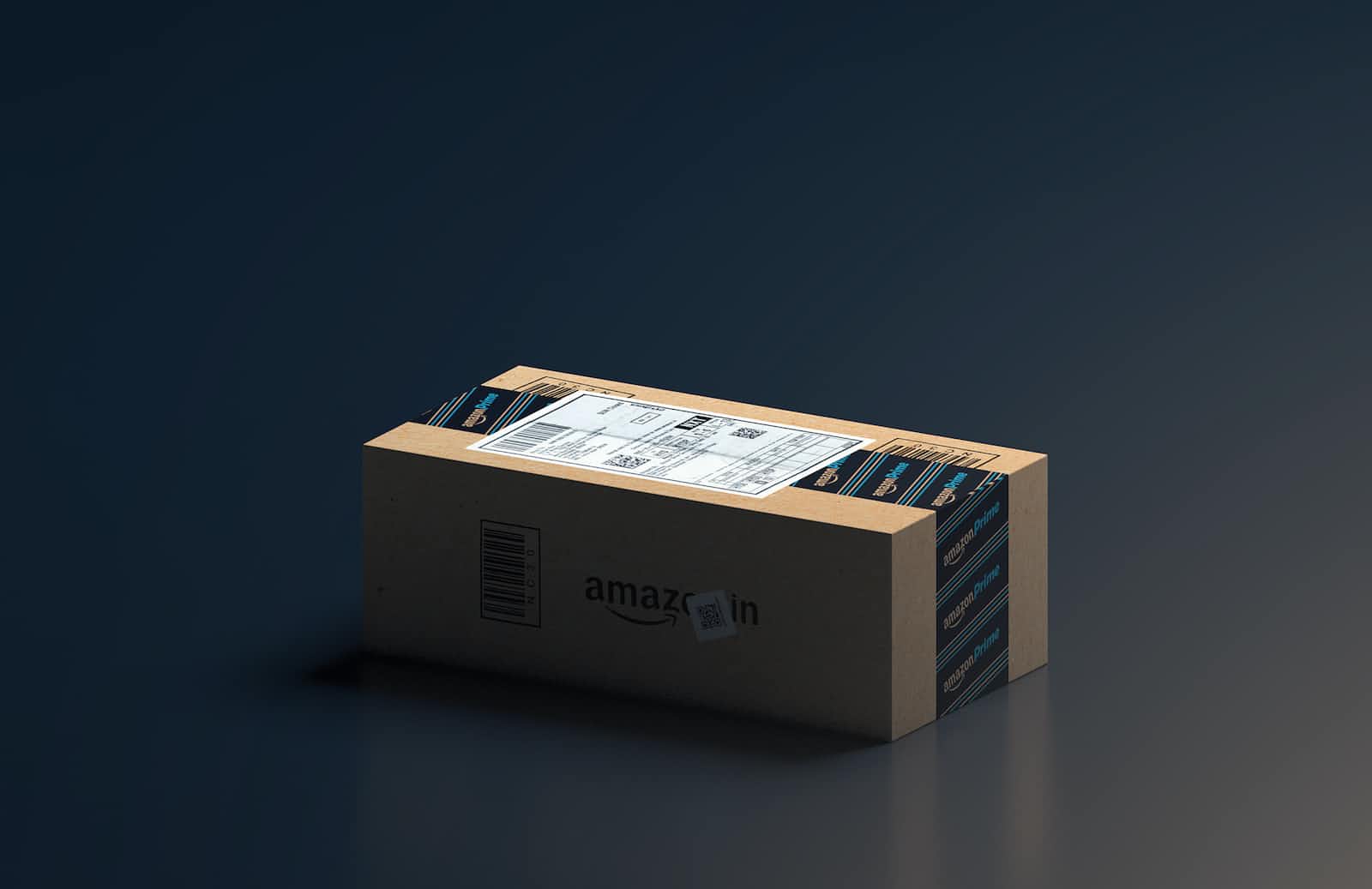An unopened Amazon shipping box