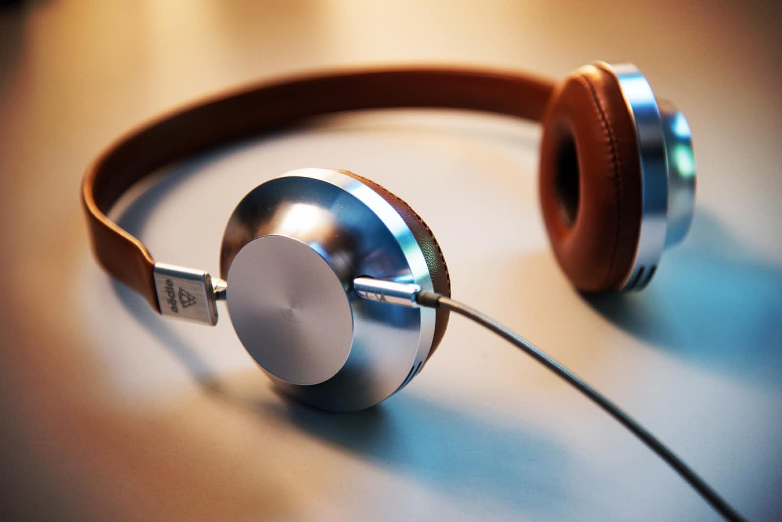 Metallic over-ear headphones