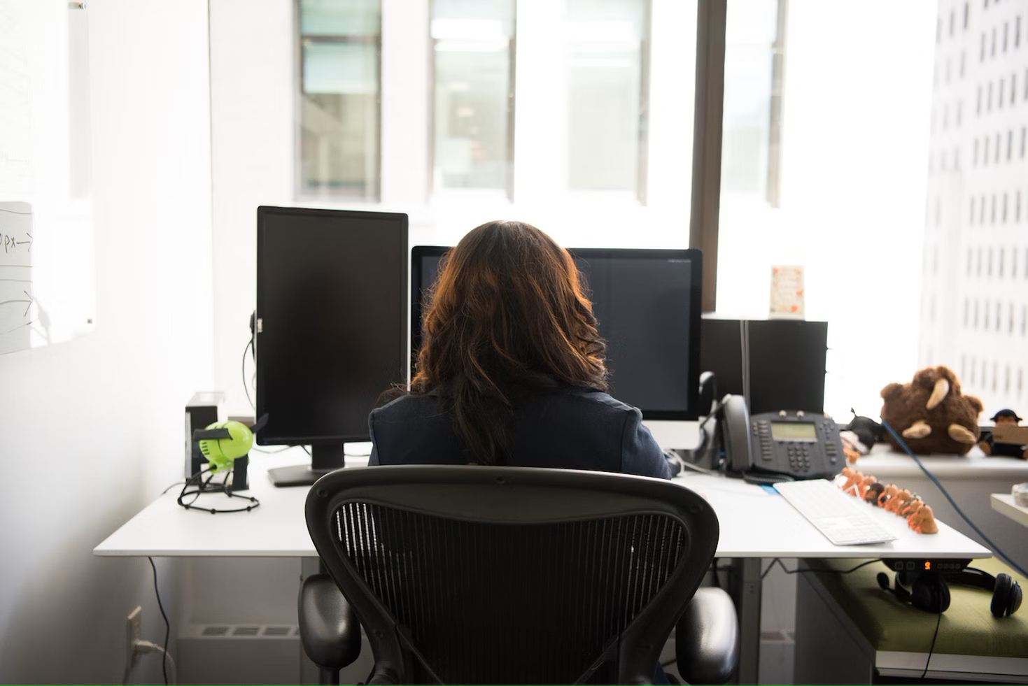 Businesswoman registering a trademark